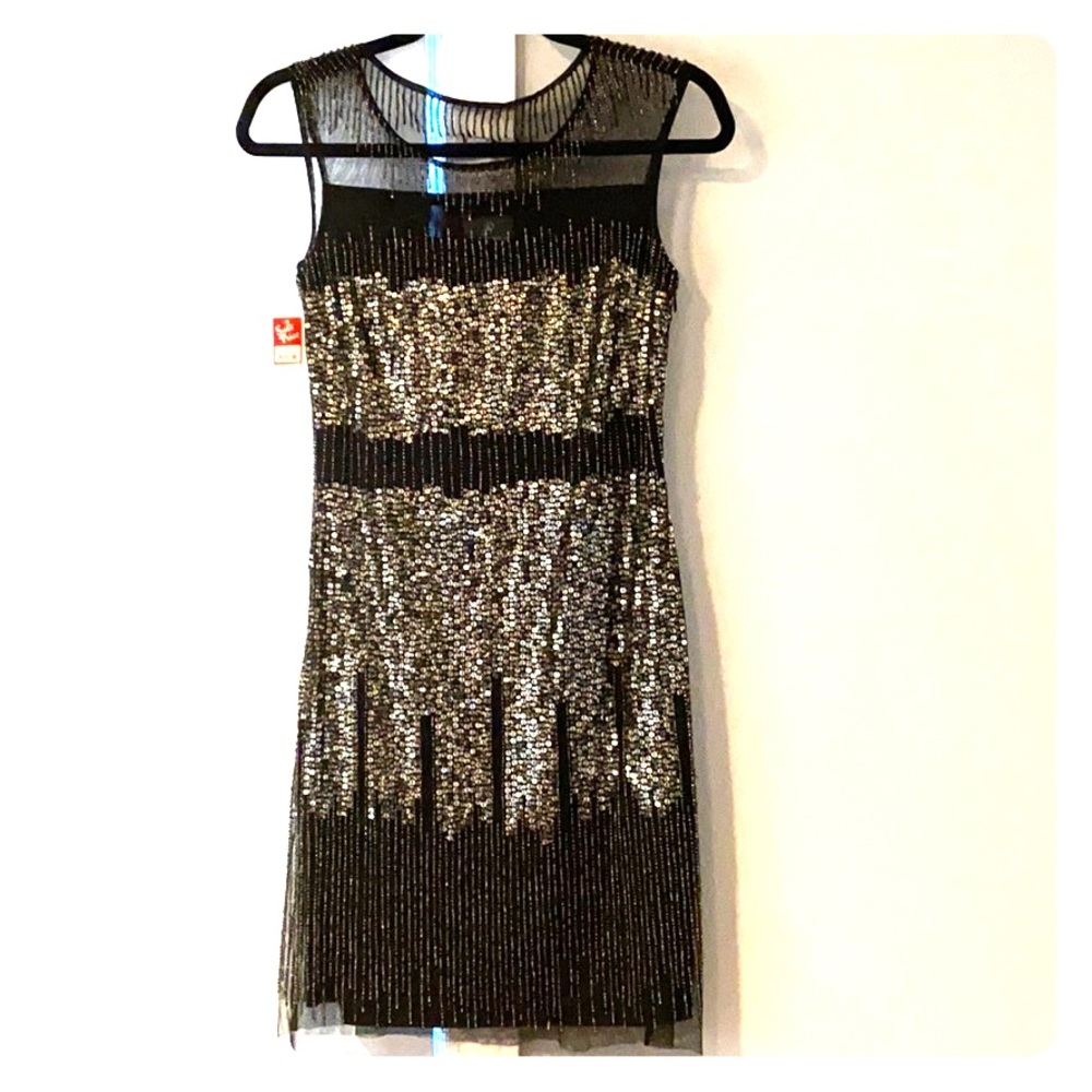 Adrianna Papell Black & Gold Cocktail Dress